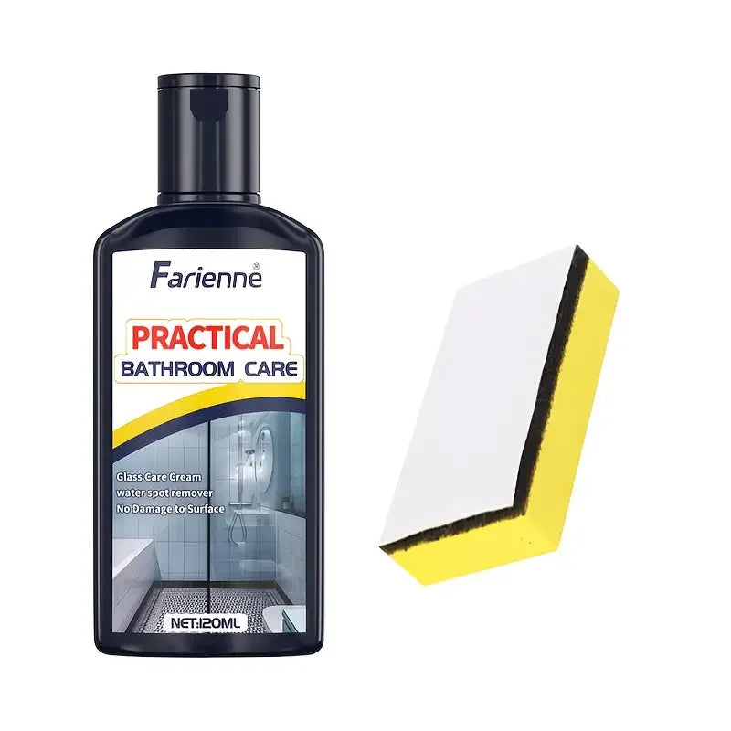 Bathroom Glass Polish - Powerful Hard Water Spot Remover and Descaler for Shower Doors, Tiles, and Stainless Steel
