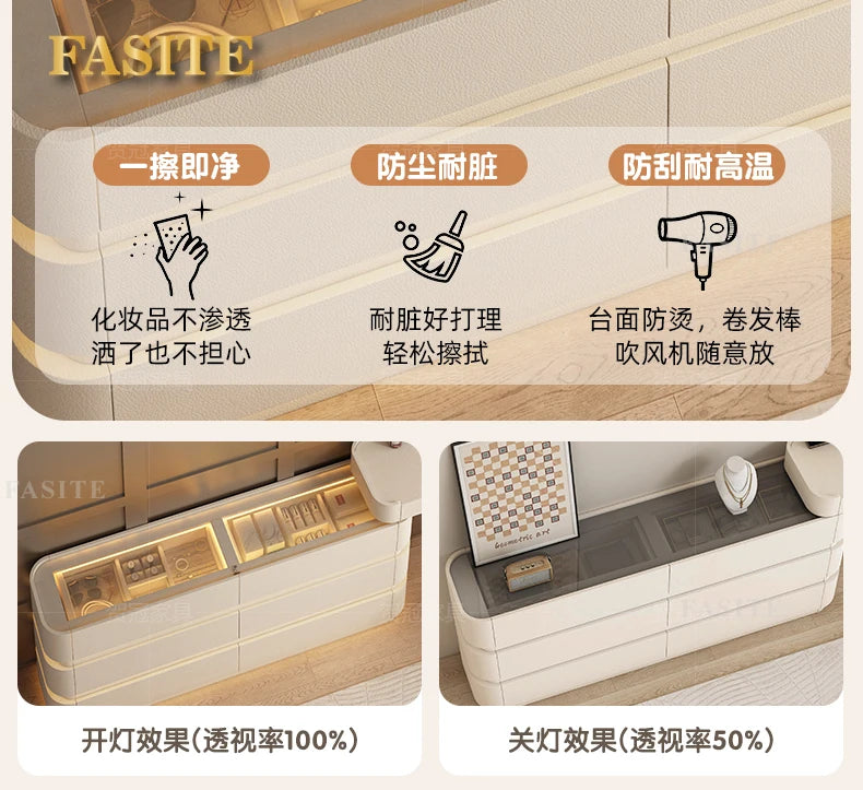 Bedroom integrated very narrow flip retractable storage cream wind French bedside cabinet