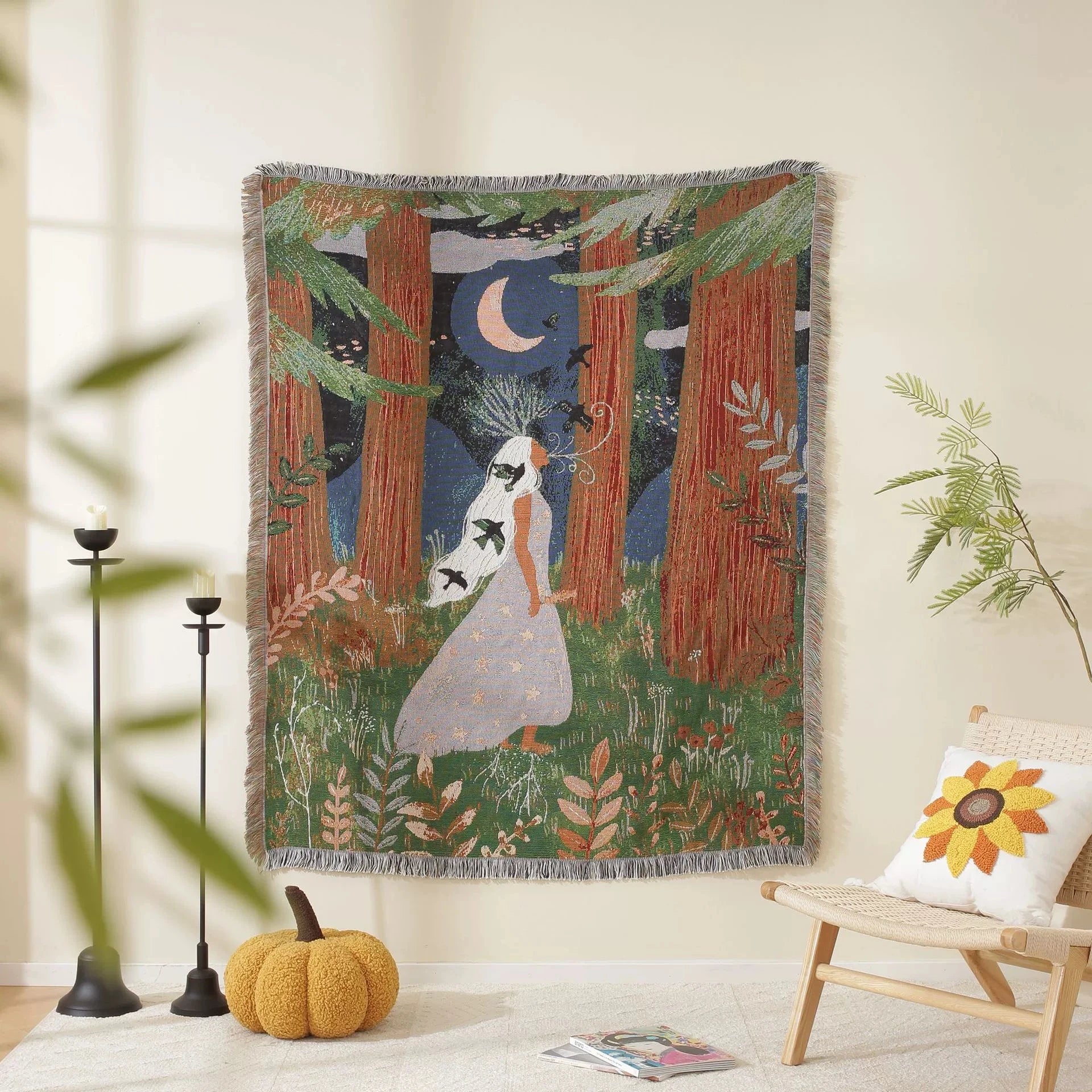 Nordic Style Artist Blankets for Beds Retro Art Bedroom Decoration Tapestry Leisure Ladies Picnic Blanket Outdoor Camping Mat