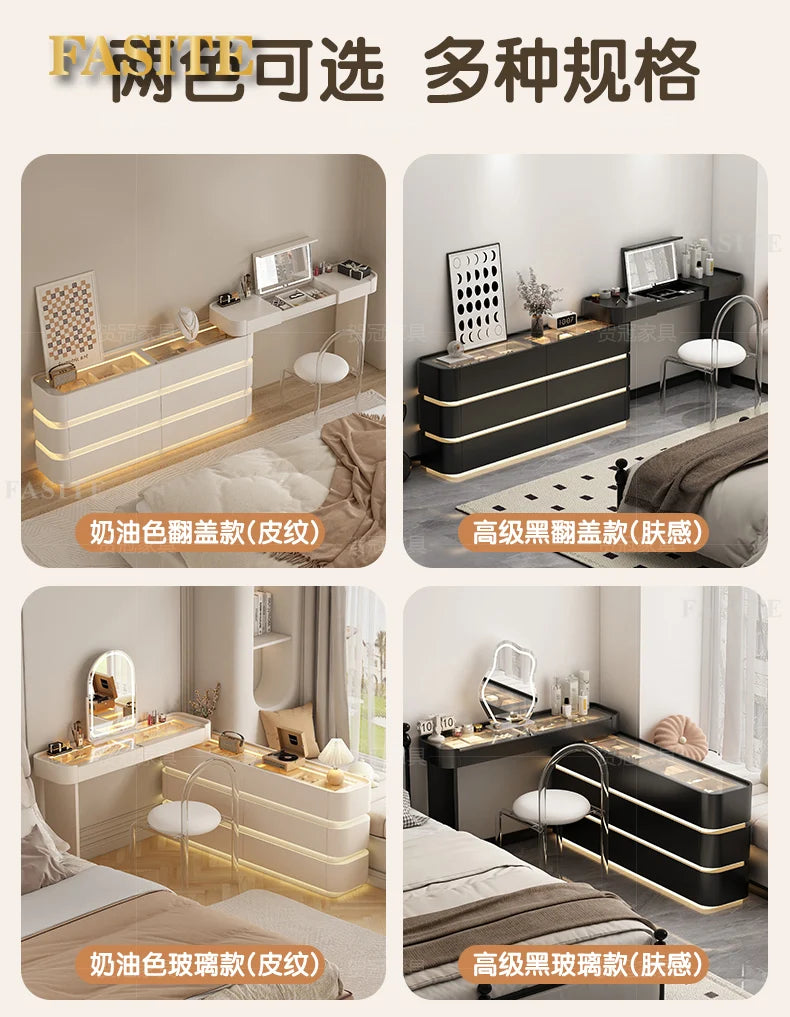 Bedroom integrated very narrow flip retractable storage cream wind French bedside cabinet