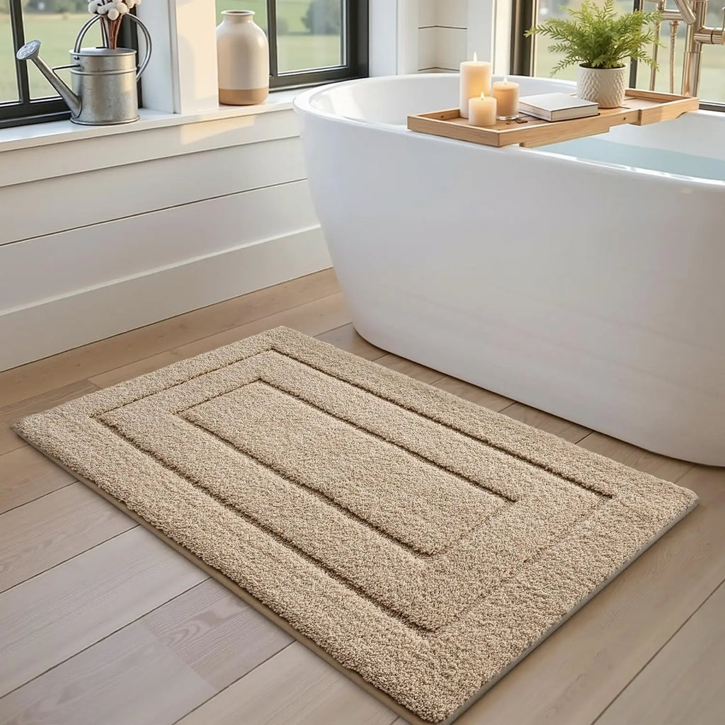 Bathroom Rug, Non Slip Washable Bath Mat for Shower Floor, Absorbent Soft Bathmat with TPR Backing, Quick Dry Microfiber Carpet