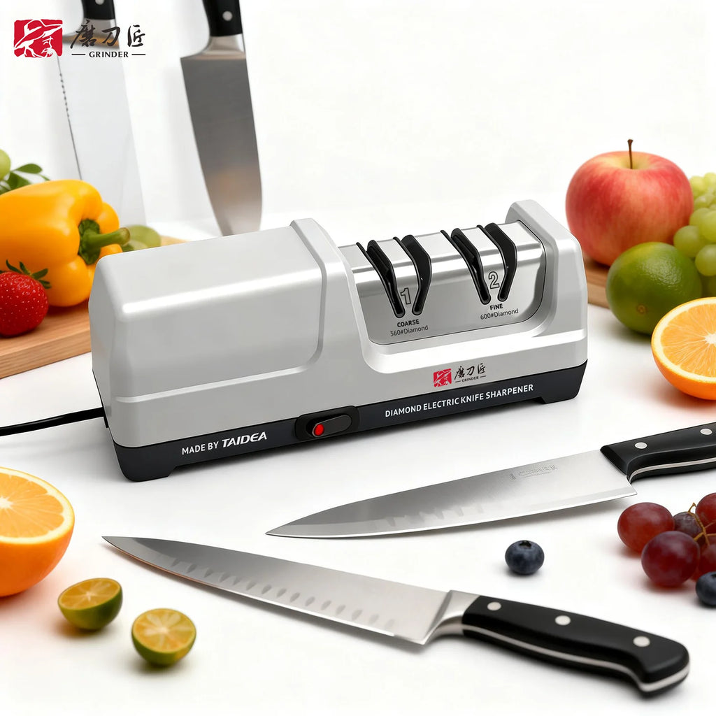 Kitchen Electric Knife Sharpener, 100% Diamond Abrasive, 20° Precision Sharpening, Quickly Restores Blade Sharpness