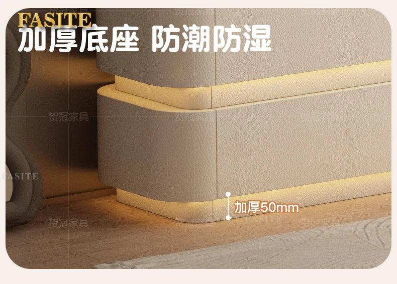 Bedroom integrated very narrow flip retractable storage cream wind French bedside cabinet