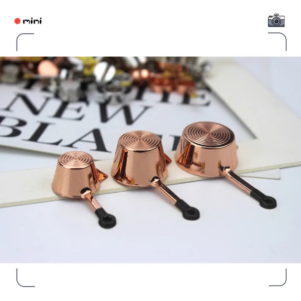 Kettle 1:12 Mini Kitchen Utensils Sets Cookware Alloy Kitchen Set Mini 1:12 Scale Mini Kitchen Cooking Kit Dollhouse Miniatures