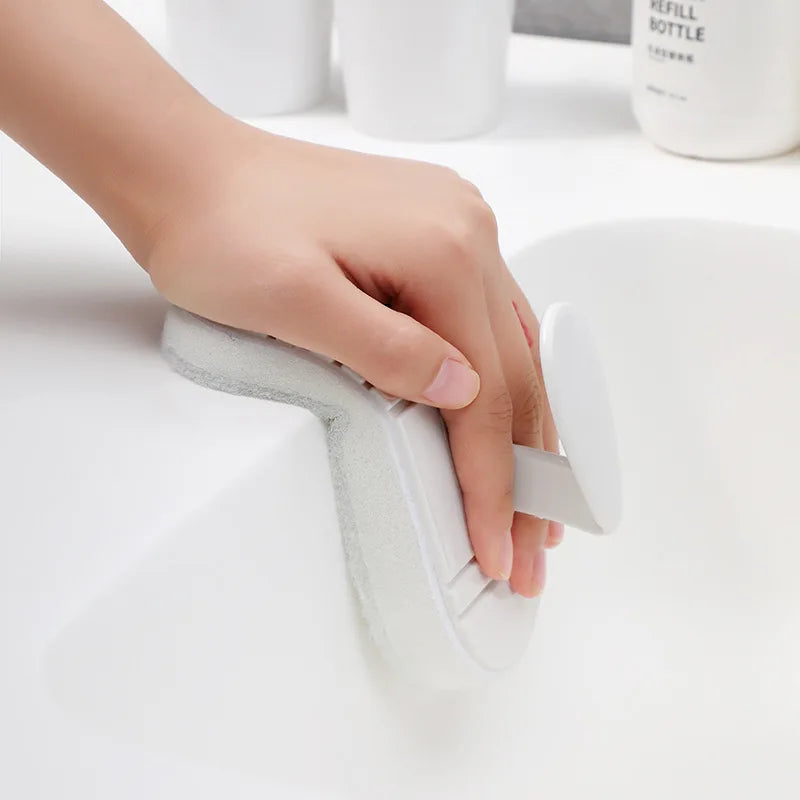 Bathroom Handheld Tub Brush Tile Scrubber Flexible Cleaning Sponge for Home Kitchen Countertop