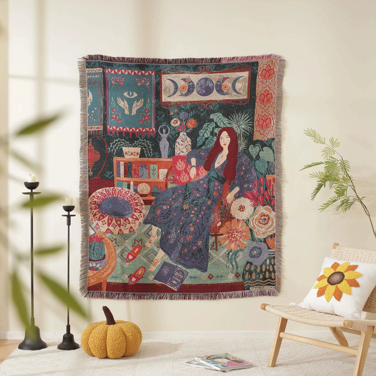 Nordic Style Artist Blankets for Beds Retro Art Bedroom Decoration Tapestry Leisure Ladies Picnic Blanket Outdoor Camping Mat