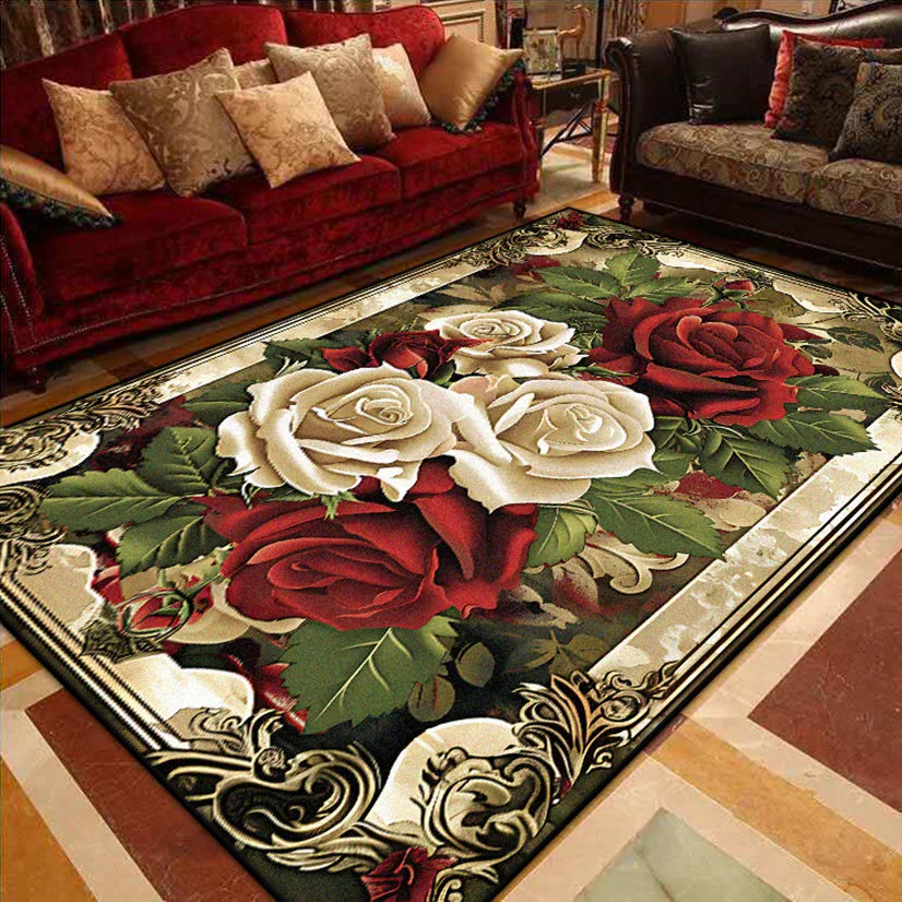 European Luxury Living Room Decoration Carpet gorgeous Bedroom Sofa Side Large Area Rugs Cloakroom Non-slip Floor Mats Washable