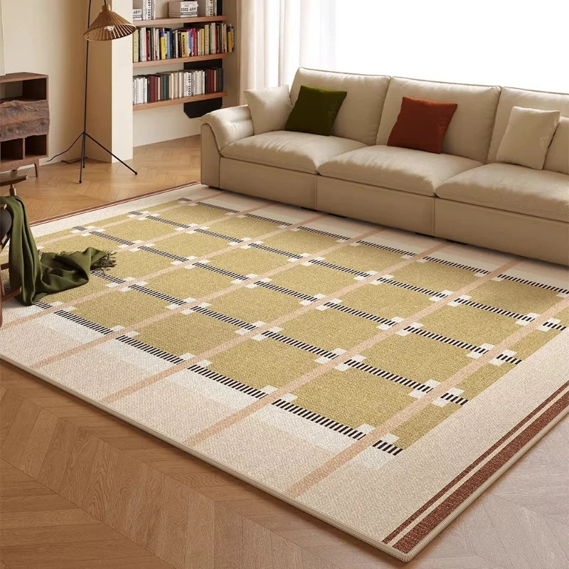Living Room Carpet Waterproof Non-slip Stain-resistant Floor Mat Minimalist Checkered Pattern Rug Large Area Home Decor Mats