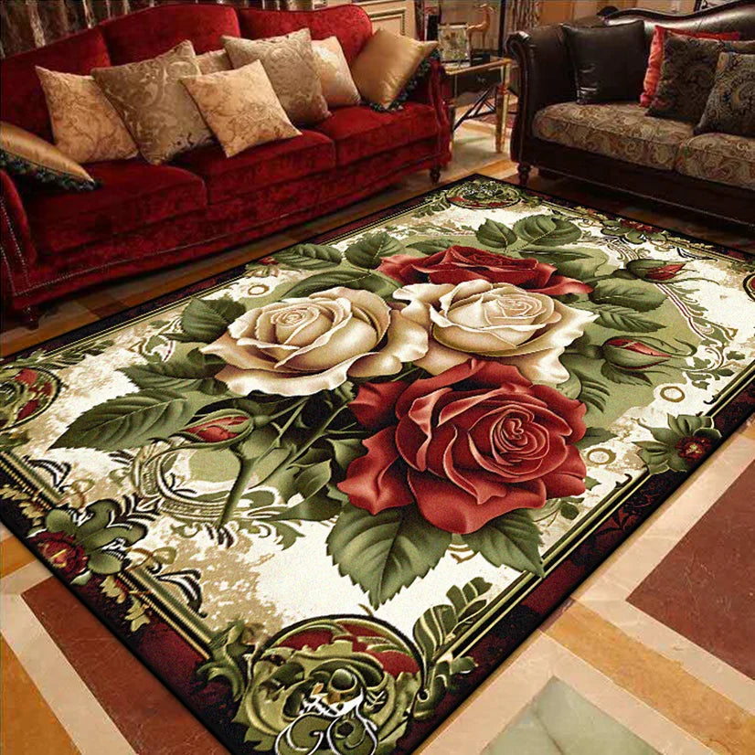 European Luxury Living Room Decoration Carpet gorgeous Bedroom Sofa Side Large Area Rugs Cloakroom Non-slip Floor Mats Washable