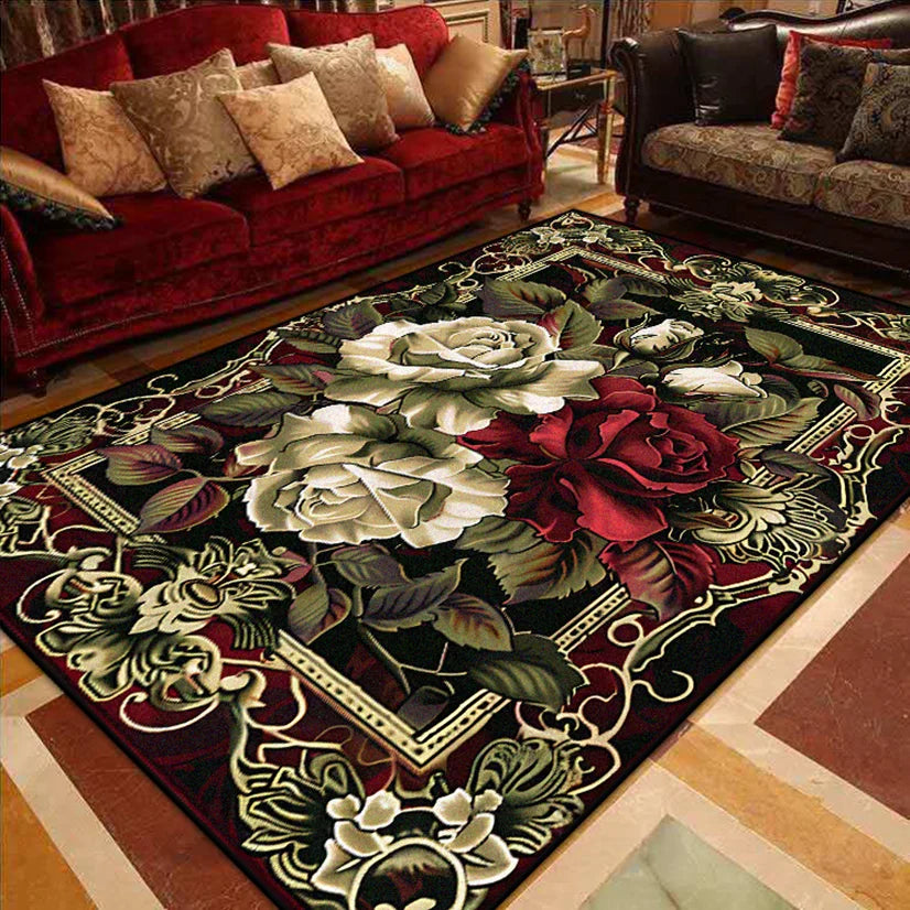 European Luxury Living Room Decoration Carpet gorgeous Bedroom Sofa Side Large Area Rugs Cloakroom Non-slip Floor Mats Washable