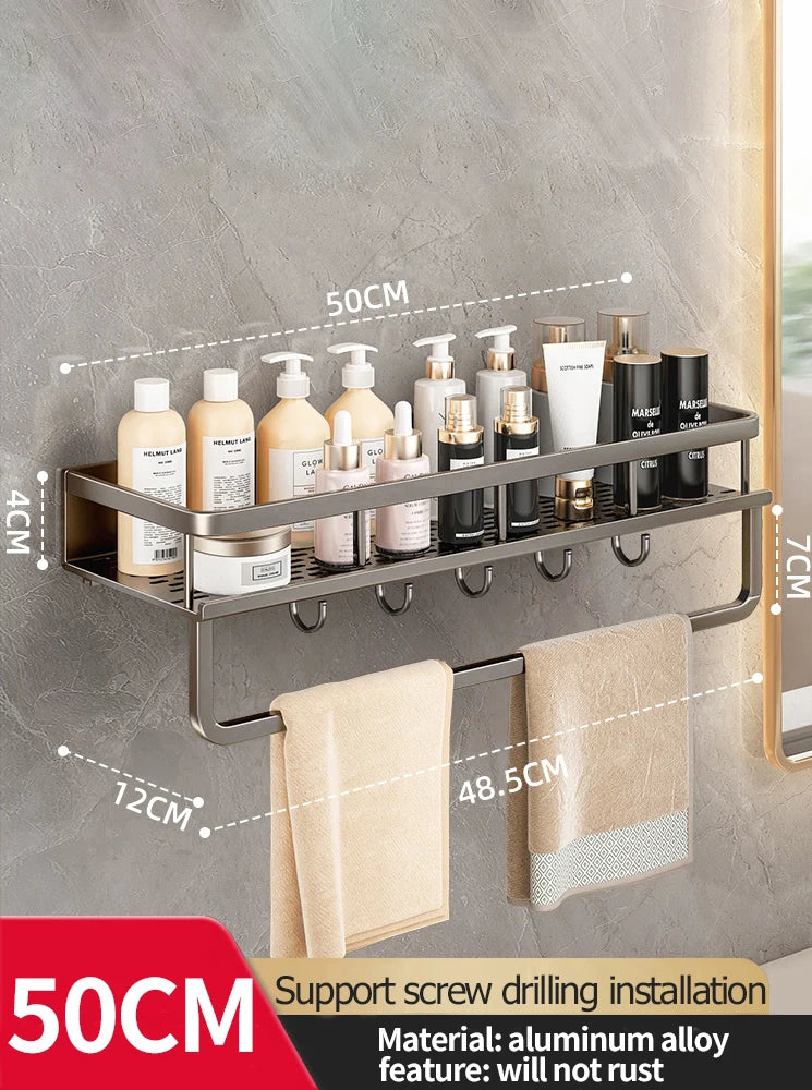 Bathroom Rack Bathroom Shelf Toilet Space Aluminum Hanging Rack Bathroom Organizer Hang on the Wall