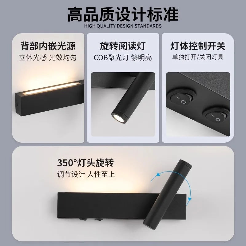 Bedroom Bedside LED Wall Lamp Atmosphere Lamp Modern And Simple Living Room Background Wall Lamp Corridor Wall Spotlight