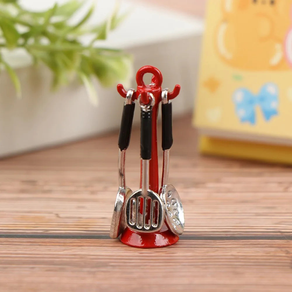 Kettle 1:12 Mini Kitchen Utensils Sets Cookware Alloy Kitchen Set Mini 1:12 Scale Mini Kitchen Cooking Kit Dollhouse Miniatures