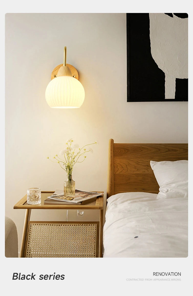 Bedroom Headboard Nordic Log Cream Wind Living Room Background Wall HomestaySuperior Sense Children's Room Wall Lamp