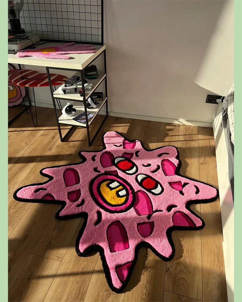 Simple Study Room Cloakroom Plush Non-slip Rugs Irregular Pink Bedroom Bedside Soft Carpet Creative Living Room Decoration Rug