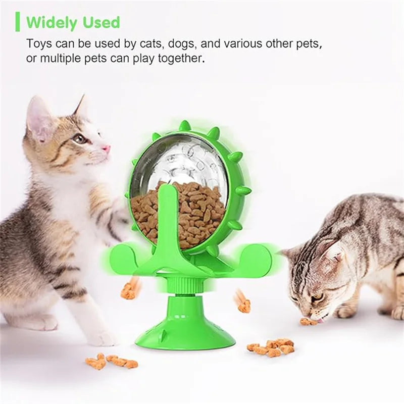 Cat Dog Treat Dispenser Toy - Cat Interactive Feeder Pet Food Toys Feeder 360° Degree Rotating Food Leakage Device Rotate