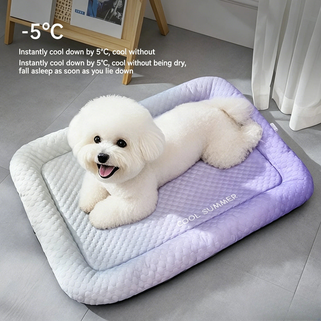 Cooling Bean Dog Mat, Summer Ice Silk Bed, Breathable Cooling Pad, Special Summer Cool Nest for Small Dogs Indoor Rest