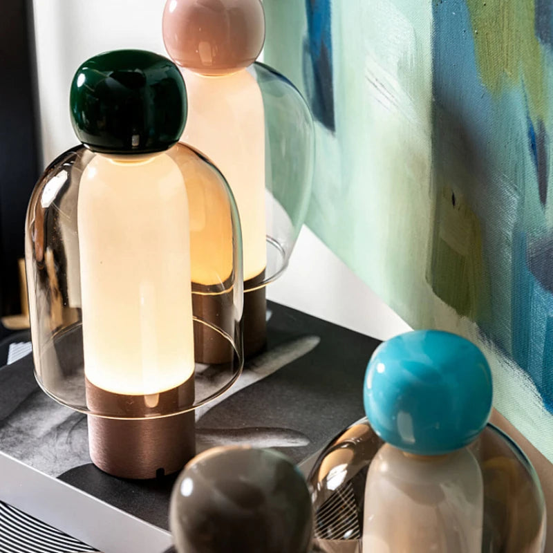 Modern Living Room Decoration Ornaments USB Charging Lamp Minimalist Study Master Bedroom Daughter's Room Glass Desk LED Lamp