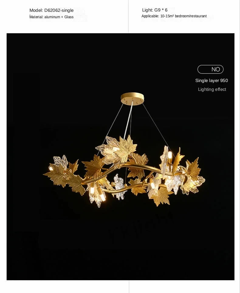 Modern Living Room Maple Leaf Crystal Chandelier Atmosphere High-end Designer Living Room Dining Room Bedroom Light