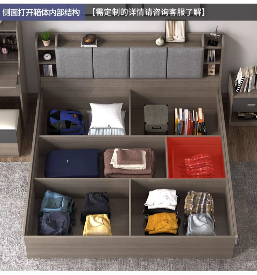 Unique Bedroom Bed Aesthetic Modern Girls Storage Luxury Bed Lounge Sleeping Headboard Letto Matrimoniale Home Accessories