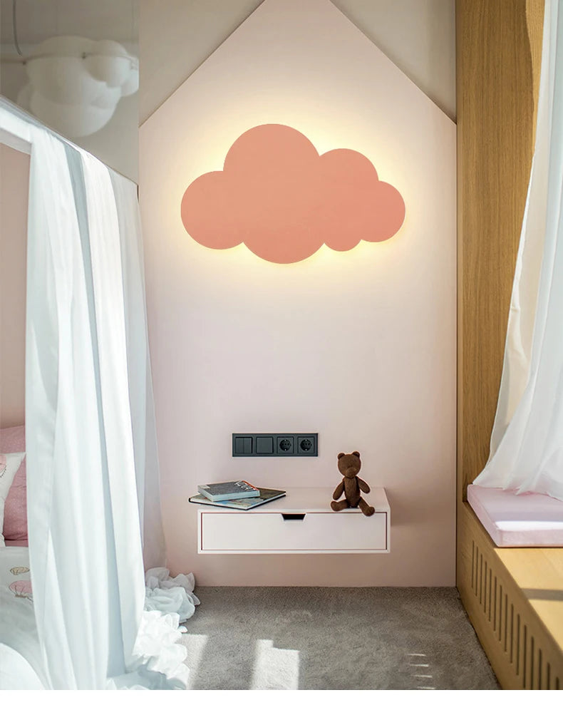 New Baby Room Cloud Wall Lamp Bedroom Bed Living Dining Room Attic Creative Warm Decoration Dimmable Wall Light