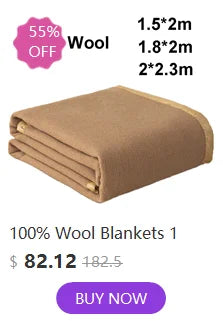 100% Wool Blankets 1.5*2/1.8*2/2*2.3m Fleece Blanket Sleeping Warm Comforter Blankets For Winter Adult Children Bedding Camping