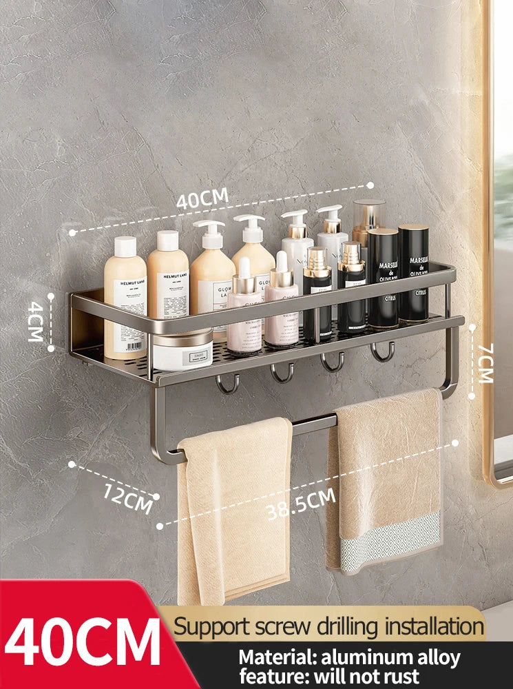 Bathroom Rack Bathroom Shelf Toilet Space Aluminum Hanging Rack Bathroom Organizer Hang on the Wall