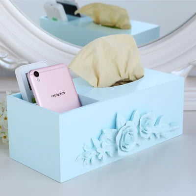 Living Room Multifunctional Wooden Tissue Storage Box,Household Tea Table, Remote Control Rack