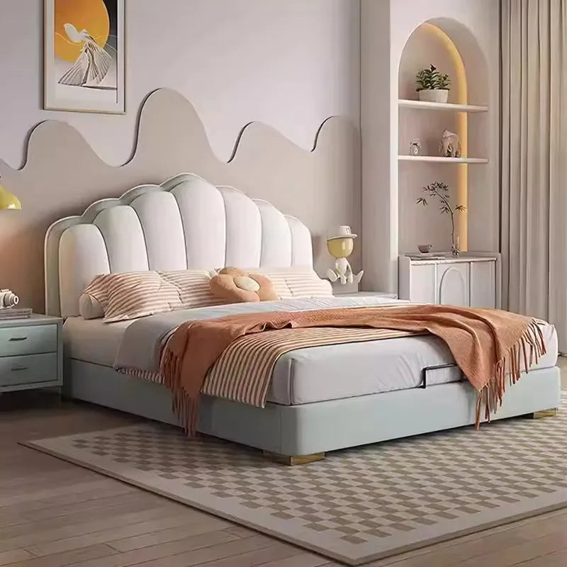 Modern Wooden Bed Bedroom Princess Design Sleeping Floor Mobile Girls Luxury Bed Children Letto Matrimoniale Hotel Furniture