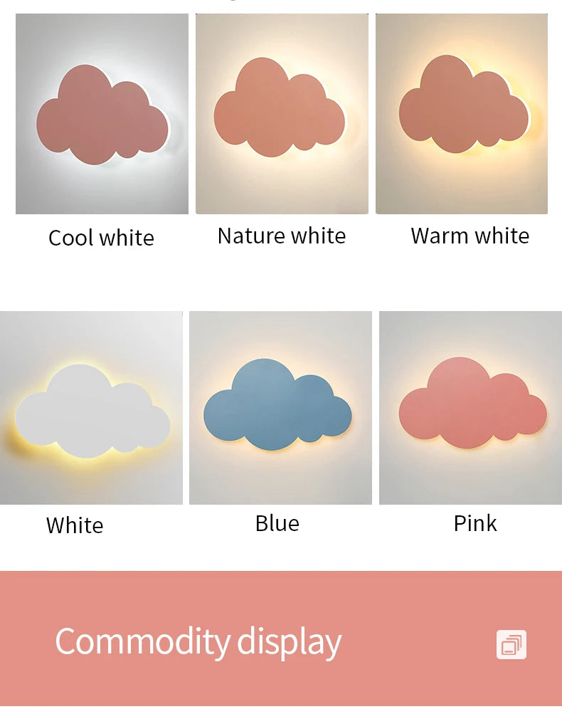 New Baby Room Cloud Wall Lamp Bedroom Bed Living Dining Room Attic Creative Warm Decoration Dimmable Wall Light