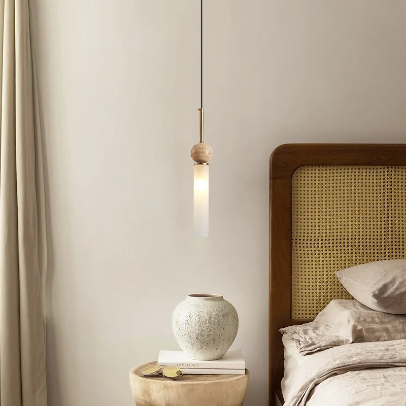 Nordic Modern Home Living Room LED Chandelier Bar Counter Bedroom Homestay Balcony Simple Yellow Cave Stone Chandelier