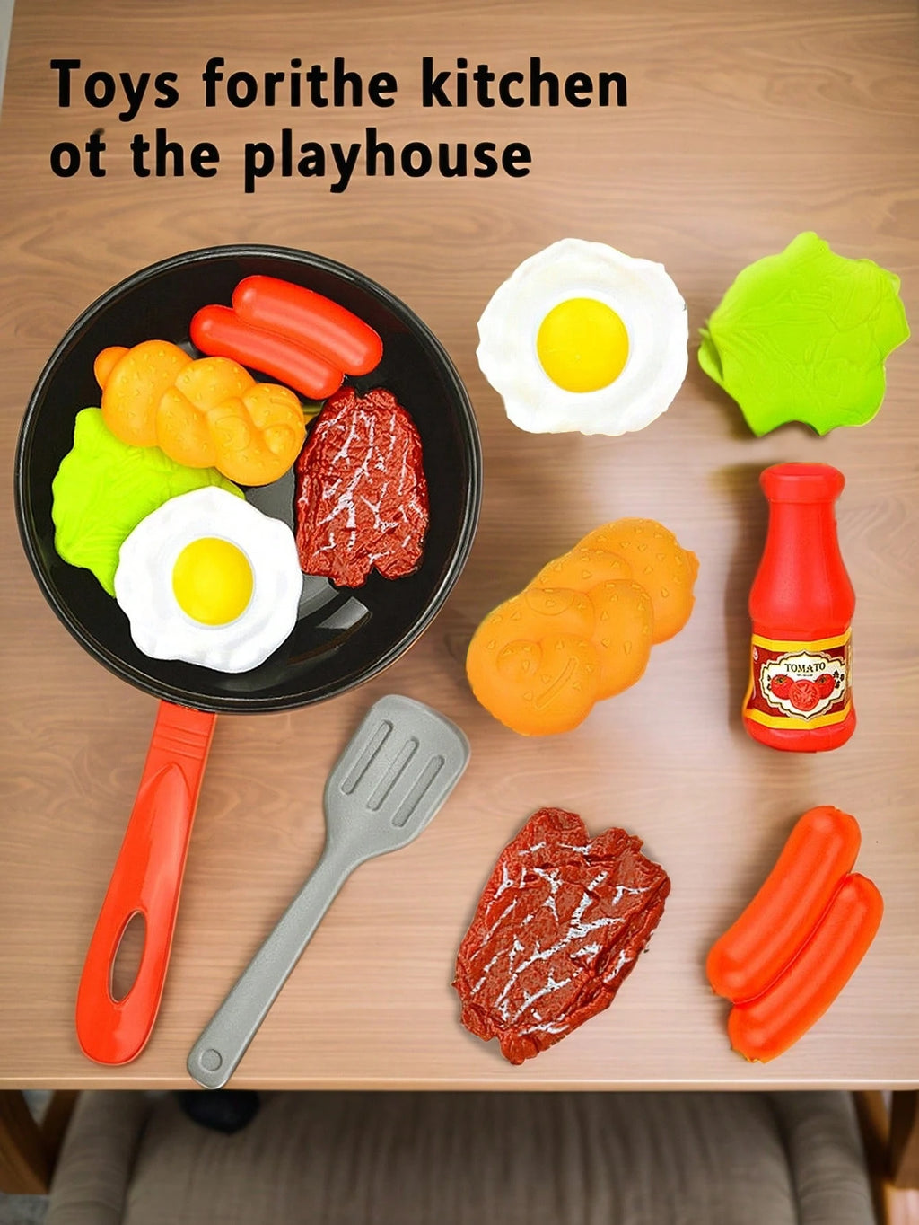 Kids' kitchen play toy, cooking fried eggs and stir-fry, frying pan set, kitchen toy, holiday gift