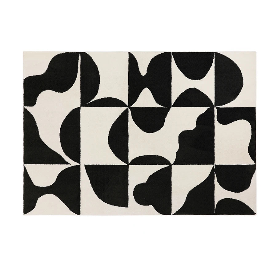 Fashion Style Carpet for Living Room Geometric Striped Decor Home Large Area Sofa Black White Rugs Bedroom Plush Non-slip Mat