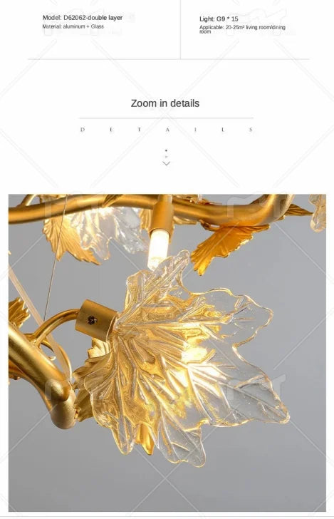 Modern Living Room Maple Leaf Crystal Chandelier Atmosphere High-end Designer Living Room Dining Room Bedroom Light