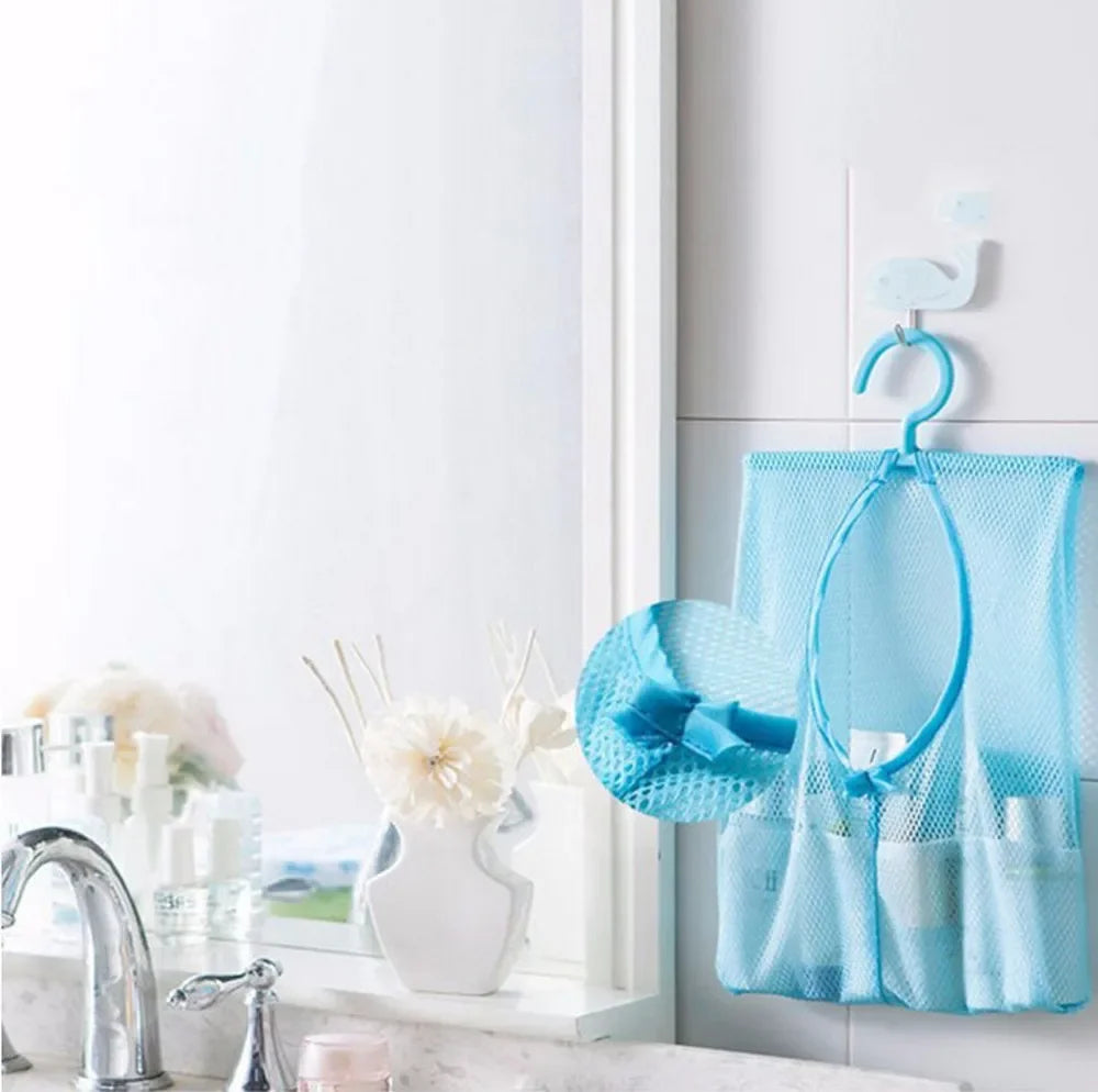 Bathroom Kids Toys Storage Bag Multifunctional Mesh Net Bag Makeup Organizer Drying Rack Balcony Socks Clothes Storage Basket