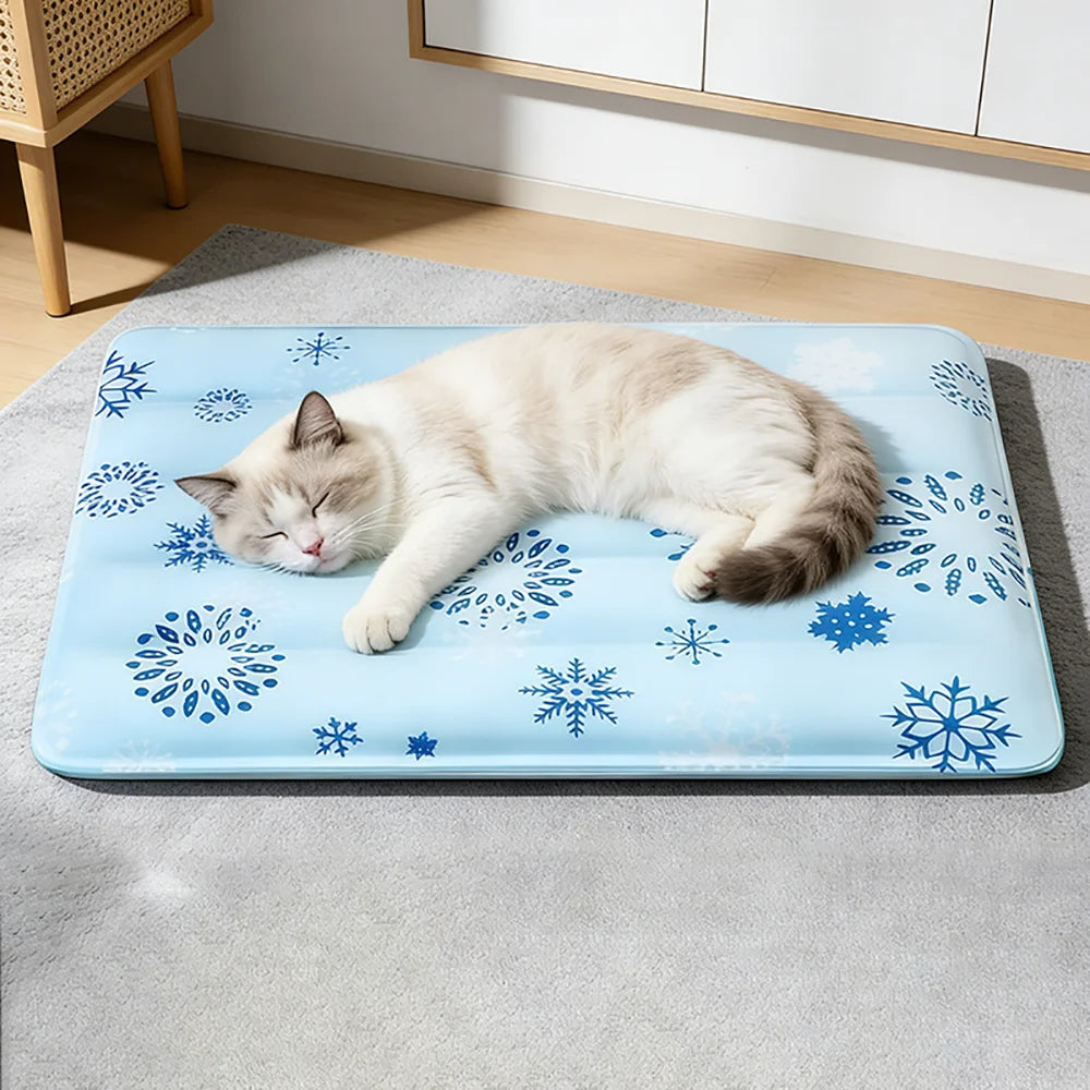 Cartoon Print Summer Cooling Mat for Dogs Cats Non-Toxic Reusable Ice Pad Pet Self-Cooling Cushion Bed