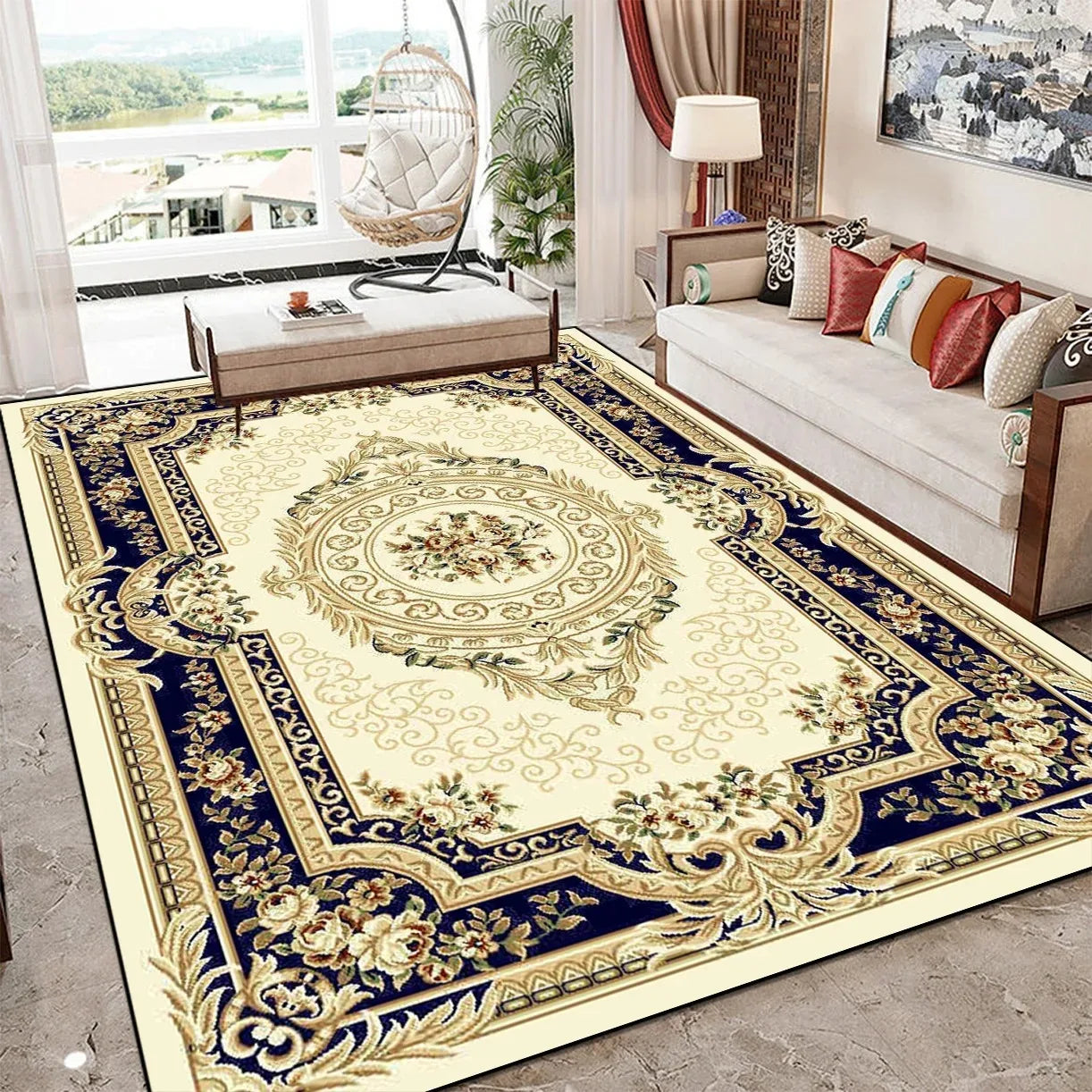 European Style Luxury Large Living Room Carpet Soft Large Area Decoration Home Floor Mats Bedroom Carpet Sofa Custom Floor Mats