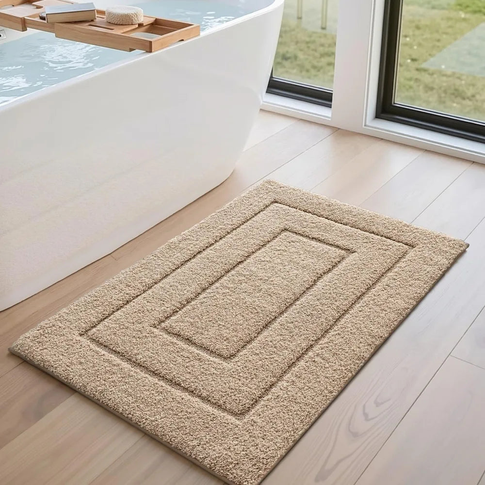 Bathroom Rug, Non Slip Washable Bath Mat for Shower Floor, Absorbent Soft Bathmat with TPR Backing, Quick Dry Microfiber Carpet