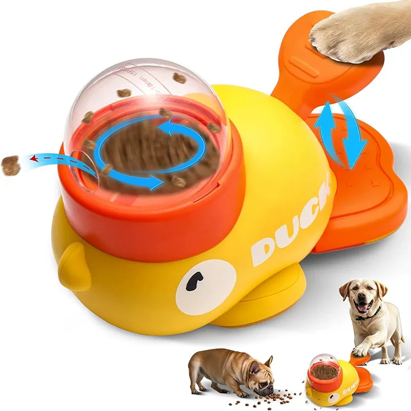 Little Yellow Duck Treat Dispenser Cat Dog Toy Self Play Boredom Relief Interactive Launcher IQ Training Slow Feeder Puzzle Toys