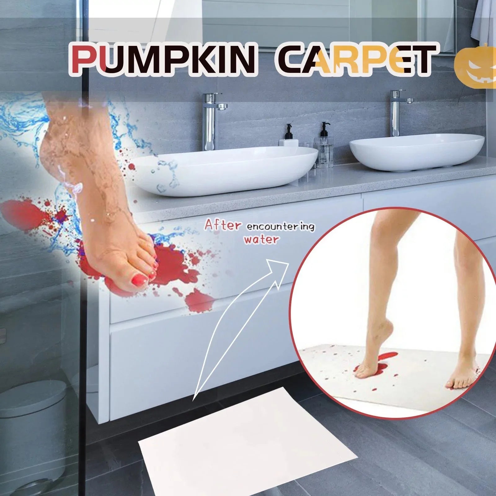 Bath Mat Color Changing Sheet Turns Red When Shower Bathroom Novelty Gift Halloween Atmosphere Decoration Bath Mat