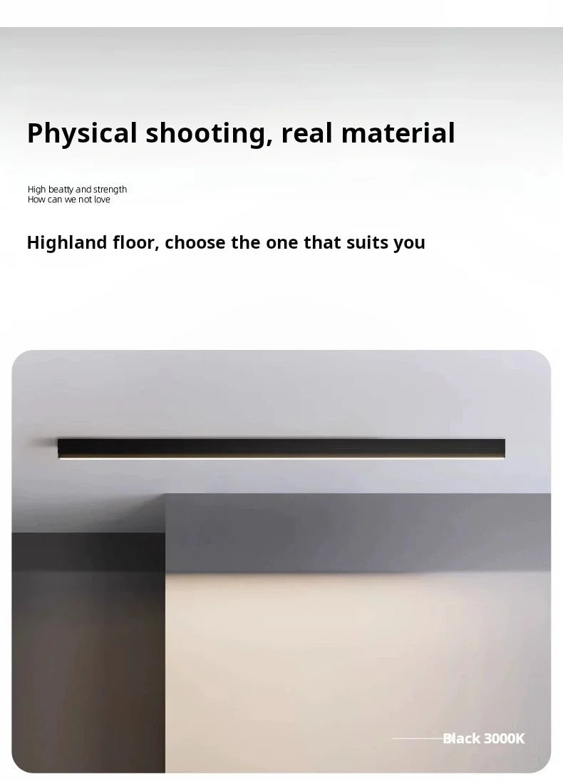 Minimalist Living Room, Bedroom, Balcony, No Main Light, Background Wall Lighting, Long Strip Exposed Linear LED Ceiling Light