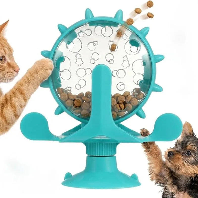 Cat Dog Treat Dispenser Toy - Cat Interactive Feeder Pet Food Toys Feeder 360° Degree Rotating Food Leakage Device Rotate