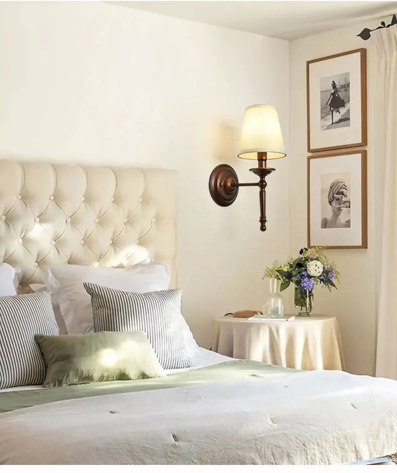 Retro Bedroom Bedside Wall Lamp Modern Simple European Style Hotel Living Room Study Corridor Wall Light Mirror Headlight