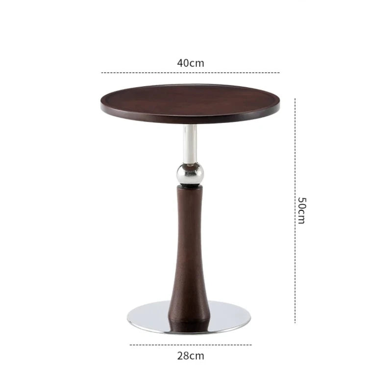 Living Room Sofa Solid Wood Edge Few Designer Light Side Table Luxury Stainless Steel Base Simple Round Small Coffee End Tables
