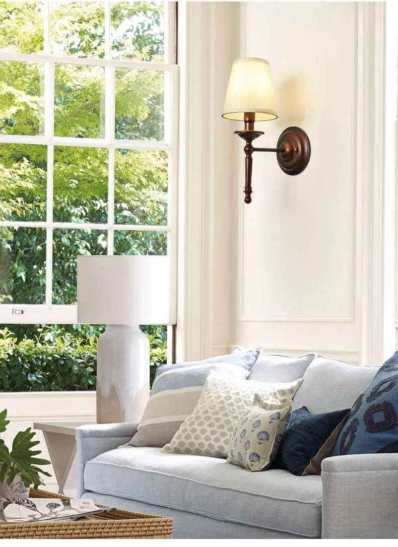 Retro Bedroom Bedside Wall Lamp Modern Simple European Style Hotel Living Room Study Corridor Wall Light Mirror Headlight