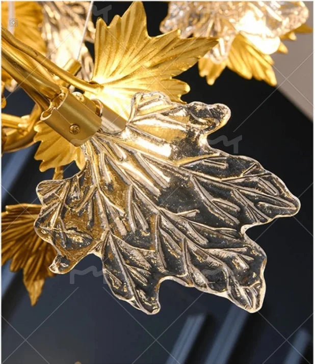 Modern Living Room Maple Leaf Crystal Chandelier Atmosphere High-end Designer Living Room Dining Room Bedroom Light