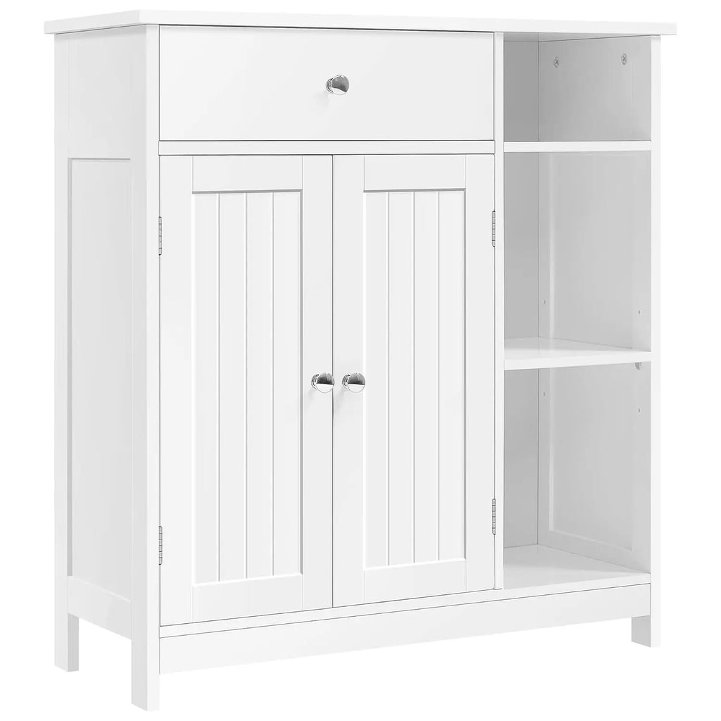 Bathroom Storage Cabinet with Drawer and 2 Beadboard Doors, White | Freestanding Floor Cabinet for Towels and, Customized