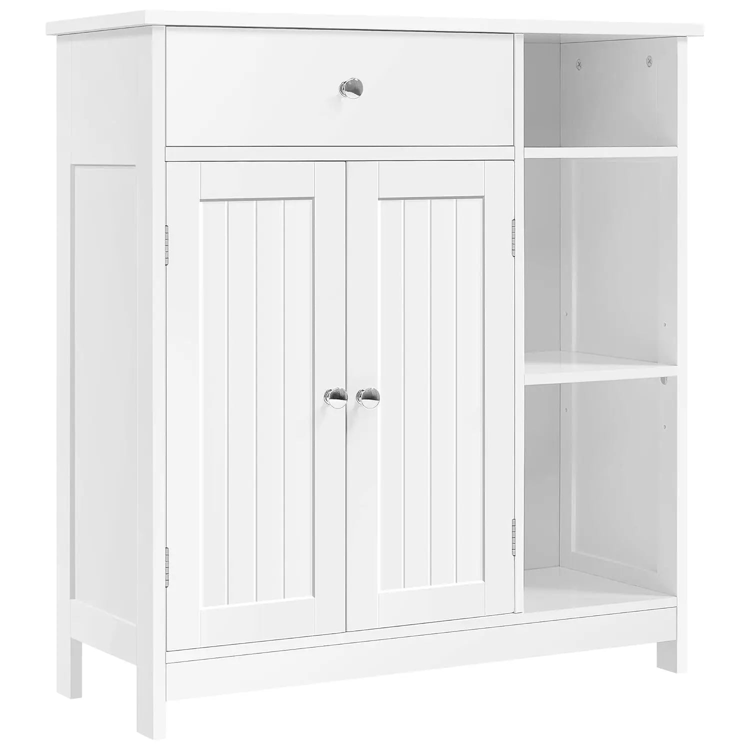 Bathroom Storage Cabinet with Drawer and 2 Beadboard Doors, White | Freestanding Floor Cabinet for Towels and, Customized