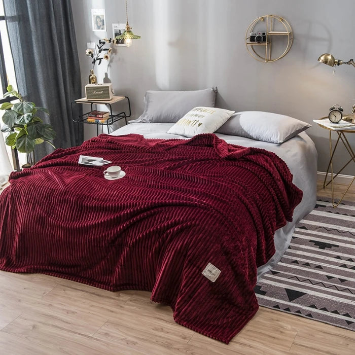 Blankets for Beds Solid Yellow Color Soft Warm 300GSM Plaid Square Flannel Blanket On the Bed Thickness Throw Blanket