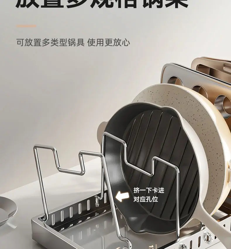 Kitchen Pot Lid Rack Countertop Organizer Cookware Storage